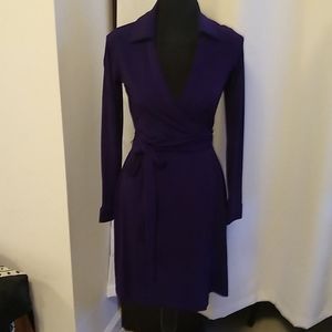 Purple Calvin Klein long sleeve Wrap Dress